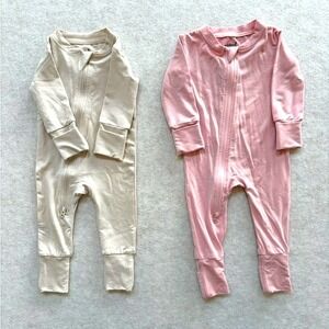 Wildbird Modal Tencel Footless Sleeper Set Pink Cream Newborn 0-3 Months 2pk